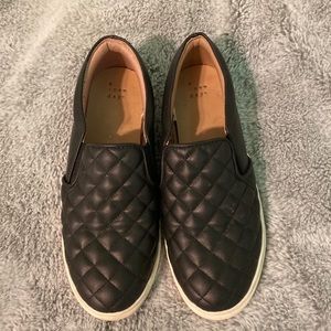 Black Quilted Slip On Shoes
